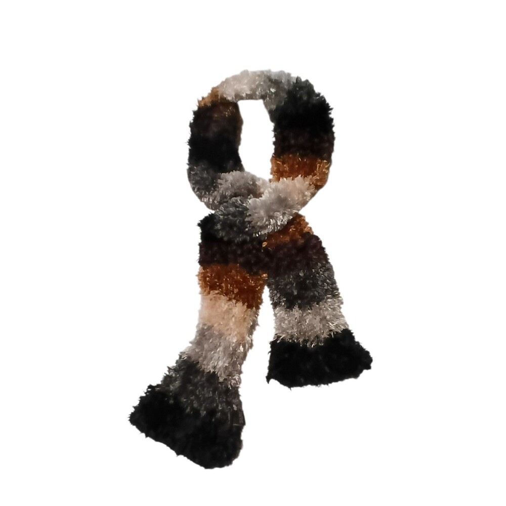 Multicolor Furry Soft Striped Long Scarf 5 Ft 8 In Long
